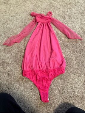 Blue Blush Hot Pink Halter Bodysuit